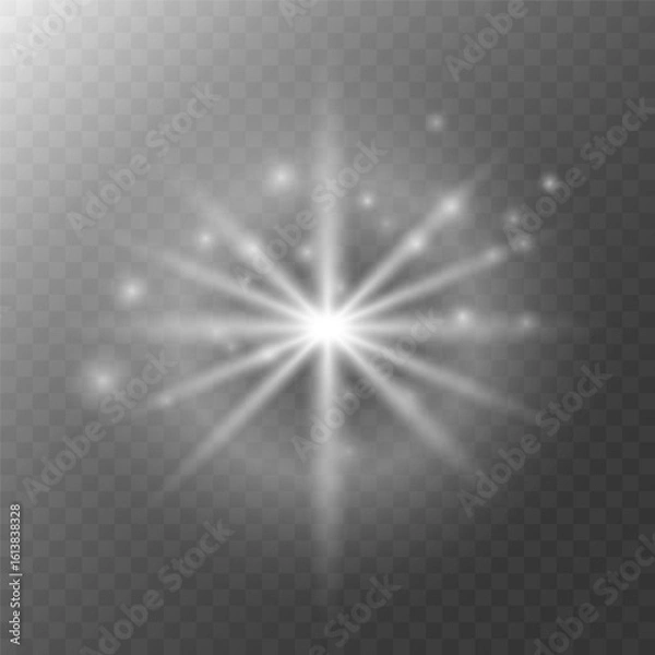 Fototapeta A luminous star with a bokeh effect on transparent background.