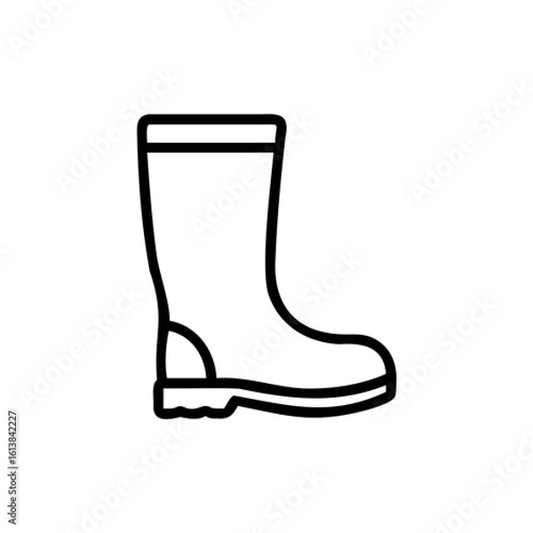 Obraz Outline a single rubber boot on a footwear rain