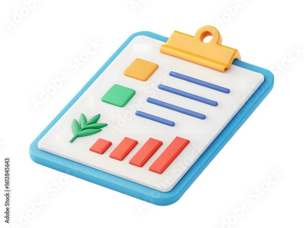 Obraz Colorful 3D Clipboard with Checklist and Progress Bars