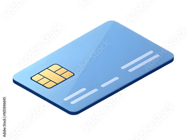 Obraz Modern Light Blue Credit Card with Chip Illustration