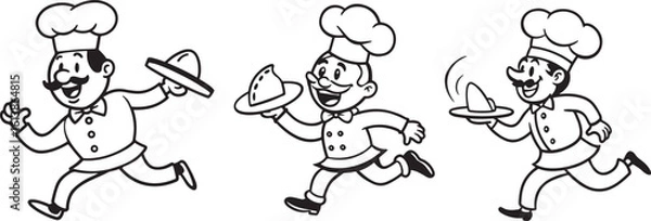 Obraz Happy cartoon chef running with a hat