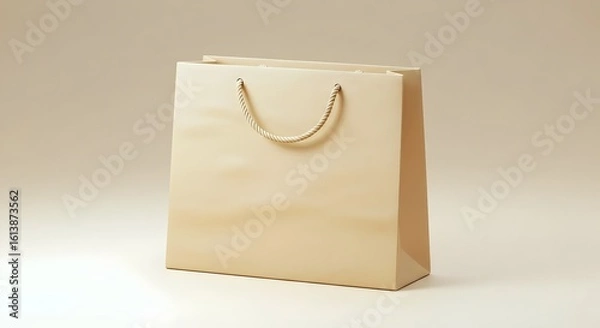 Obraz Beige Paper Shopping Bag with Twisted Rope Handles