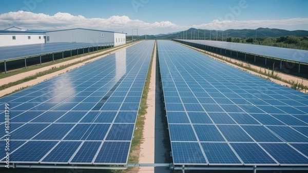 Obraz Rooftop Solar Panel Installation Collection - Clean Energy Solutions