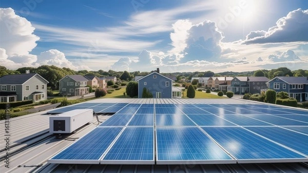 Obraz Rooftop Solar Panel Installation Collection - Clean Energy Solutions