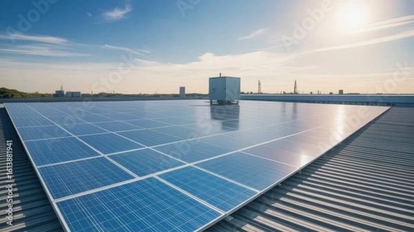 Obraz Rooftop Solar Panel Installation Collection - Clean Energy Solutions