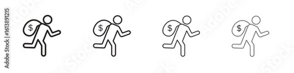 Fototapeta Robbery icon vector illustration, line design icon. Editable strokes.