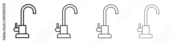 Fototapeta Kitchen tap icon vector illustration, line design icon. Editable strokes.
