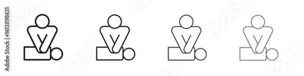 Fototapeta CPR icon vector illustration, line design icon. Editable strokes.