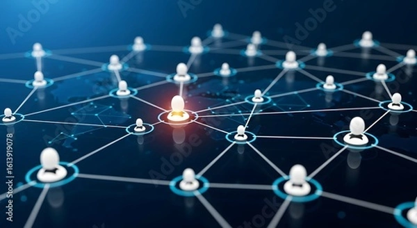 Fototapeta 3d illustration connecting people on the internet, social network connection