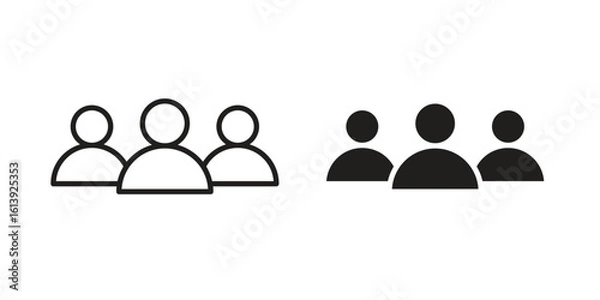 Fototapeta Users icon flat and stroke style pack on white background. Vector illustrations