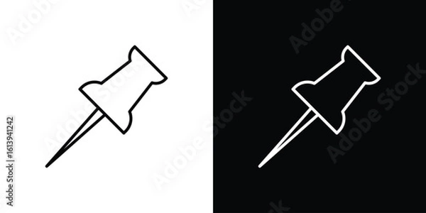Fototapeta Thumbtack icon logo vector designs. icon set in a black and white strokes