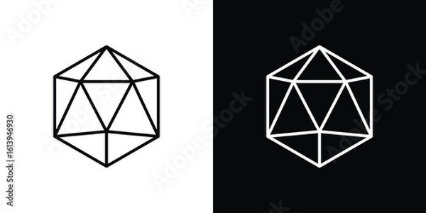 Fototapeta Dice d20 icon logo vector designs. icon set in a black and white strokes