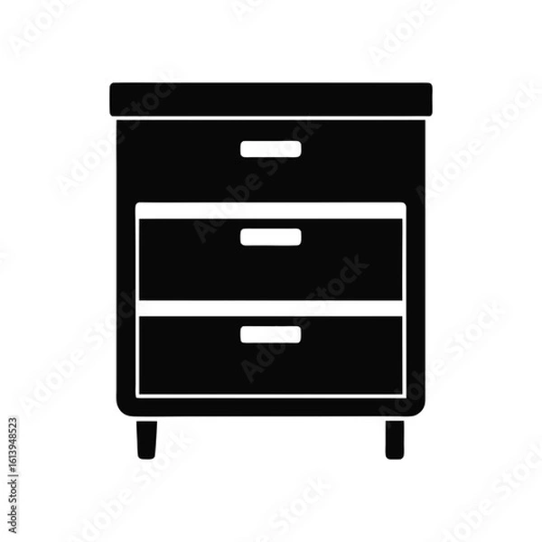 Obraz Single drawer dresser shown in modern flat silhouette style for simple storage furniture