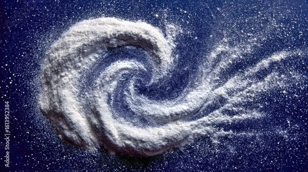 Obraz Flour swirl on dark blue background