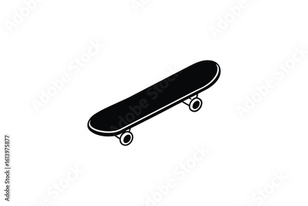 Fototapeta Minimalist Skateboard Illustration in Black and White Featuring a Clean Silhouette Style silhouette