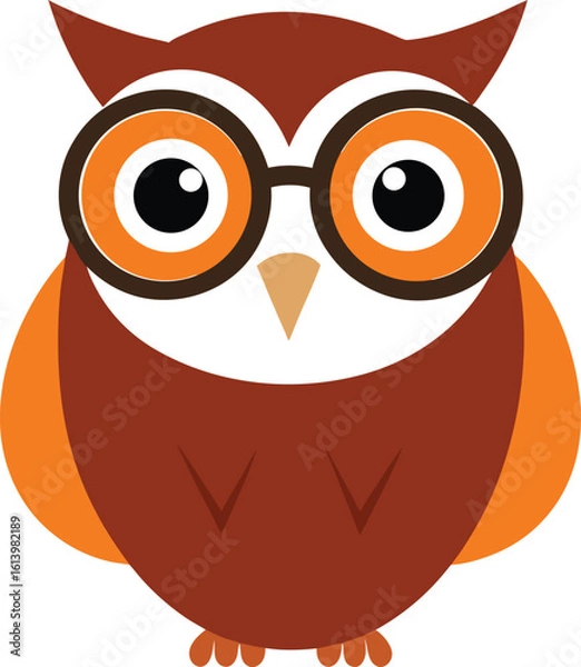 Obraz owl with glasses vector illustration on transparent background