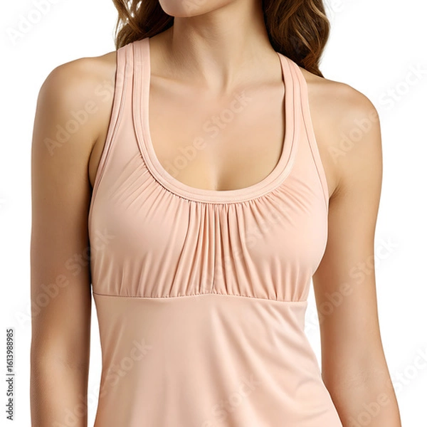 Fototapeta Peach colored tank top with ruched front isolated on transparent background