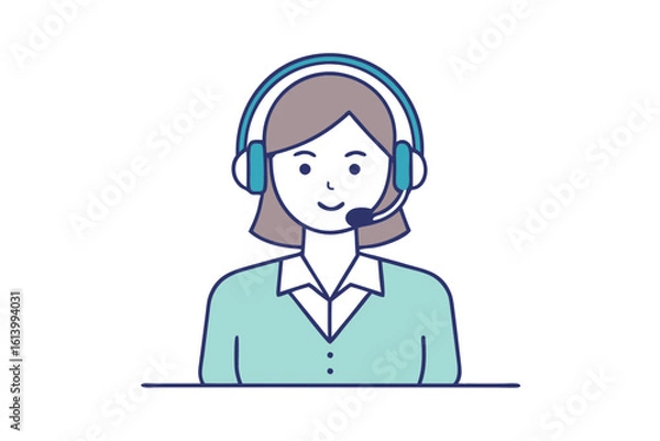 Obraz Call Center Female Representative Vector Drawing