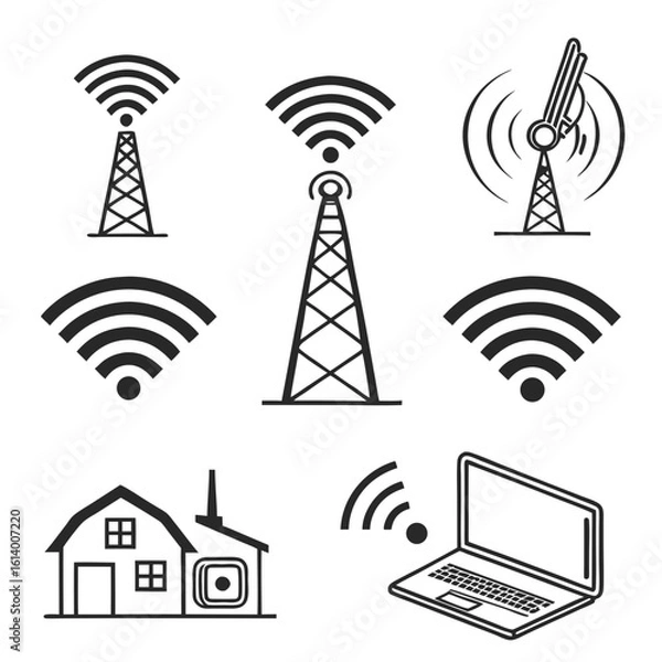Obraz Wireless Communication Technology Icons Set.
