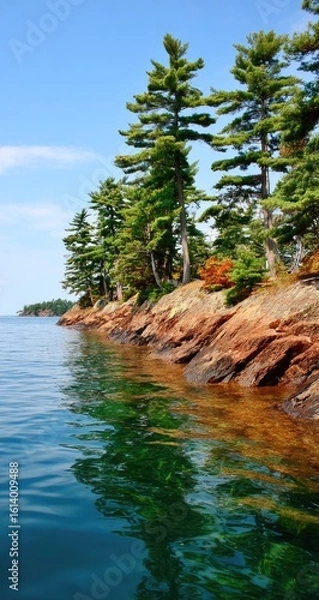 Obraz Lakeside pines reflected in clear water