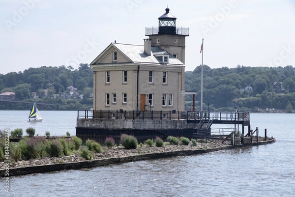 Fototapeta Rondout Lighthouse, at Rondout Creek on Hudson River in Kingston, New York.