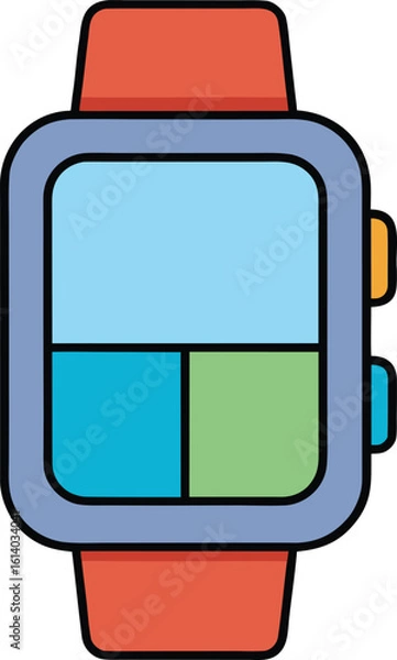 Fototapeta smartwatch with colorful screen vector illustration on transparent background
