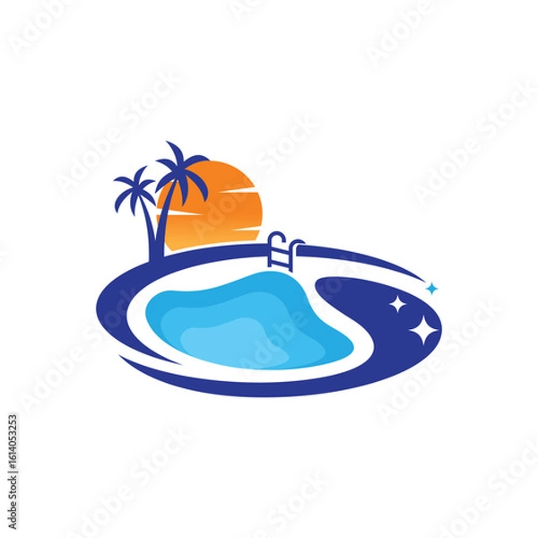 Obraz Sunset swimming pool abstract logo design template