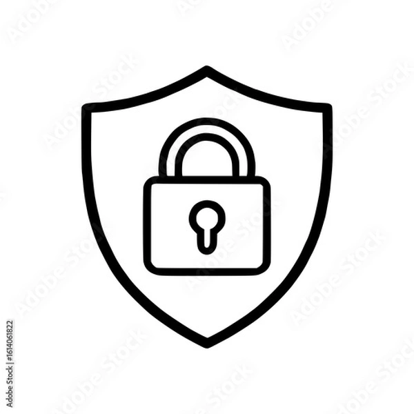 Fototapeta Security Shield Line Icon Flat Safety Protection Symbol for UI/UX, App, Web, Infographic