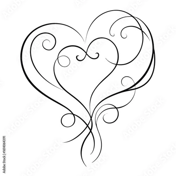 Obraz Calligraphy heart Line Art