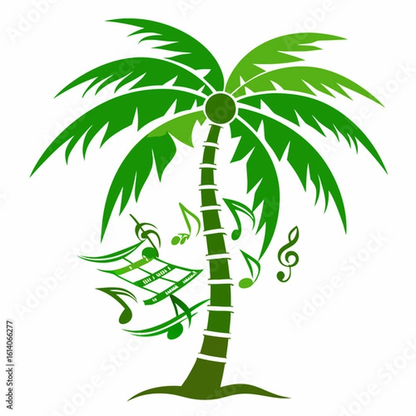 Fototapeta Palm tree with musical notes