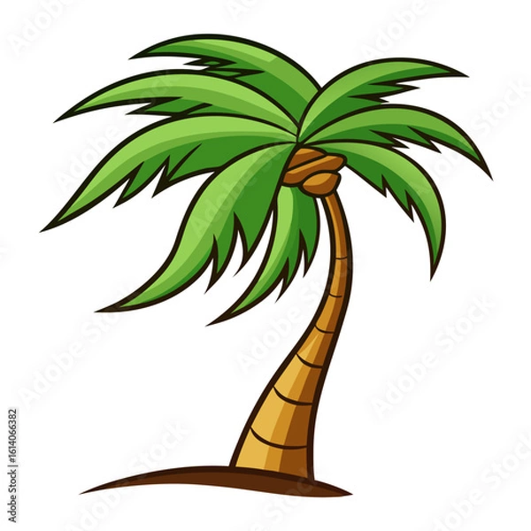 Fototapeta Palm Tree Blowing in Wind