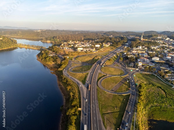 Obraz Beautiful sunset on the Anchieta highway that connects São Paulo to Santos