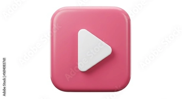 Fototapeta Pink Play Button Illustration for Streaming Services and Video Content Promotion Online Modern Design