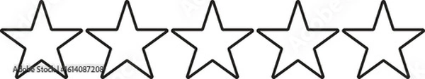 Fototapeta Set of outline five star icon collection. black star symbol. design in modern style. Illustration.

