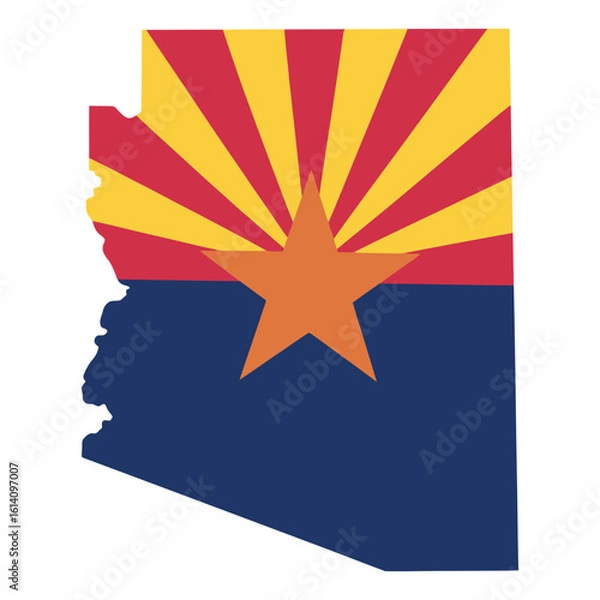 Fototapeta Arizona state outline with state flag colors and star yellow