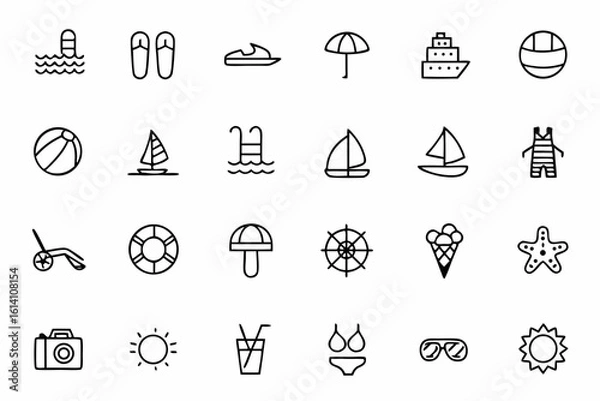 Fototapeta A dynamic and adventurous set representing the fun side of resort life. Ideal for experience planners, excursion booking apps, and family vacation marketing