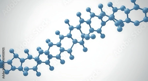 Fototapeta Abstract blue polymer structure, a molecular chain model for scientific research concepts