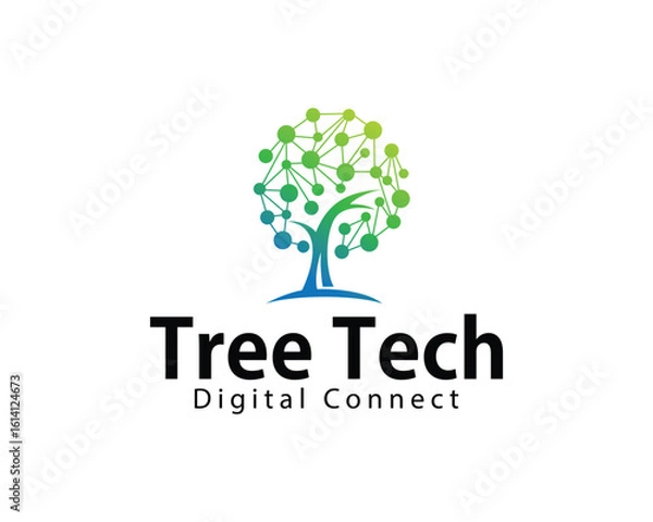 Obraz tree tech logo creative design concept digital connect innovation