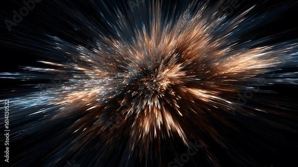 Fototapeta Explosion of light on black bursts forth. Abstract, radial blur effect. Use for background, marketing, web design, sci-fi concept, energy themes.