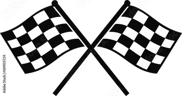 Fototapeta Two crossed checkered flags symbolizing racing victory and competition