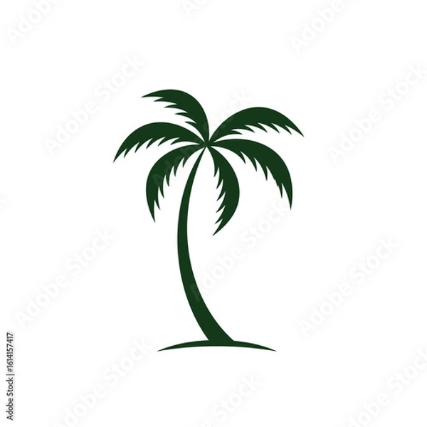 Fototapeta Minimalist Palm Tree Silhouette on White Background for Tropical Design