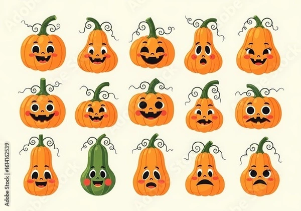 Obraz Cute halloween pumpkins vector illustration seamless pattern spooky october art