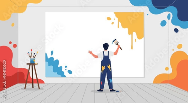 Fototapeta Artistic Creation Unleashes Vibrant Splash Of Color On The Canvas Delight