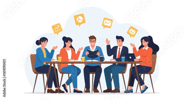 Fototapeta Diverse Team Brainstorming Ideas During Creative Business Meeting And Collaboration