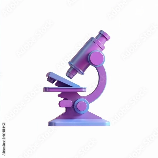 Fototapeta Stylized 3 D render of a purple and blue microscope