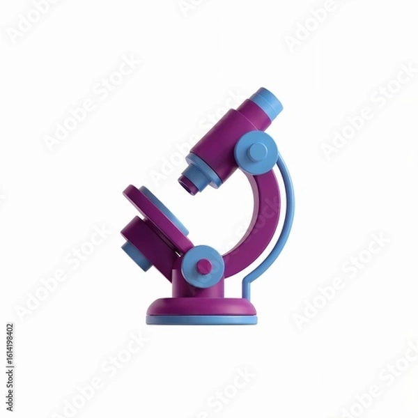 Fototapeta Stylized 3 D render of a purple and blue microscope 2