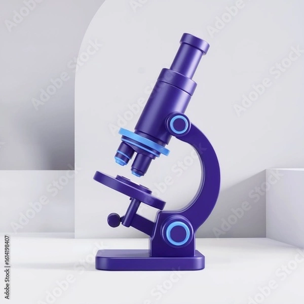 Obraz Stylized Deep Purple Microscope on White Surface science