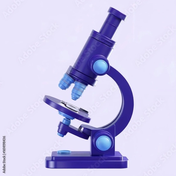 Fototapeta Stylized deep purple microscope with blue accents science