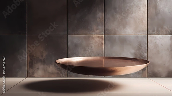 Obraz Bronze plate levitating above ceramic matte tile
