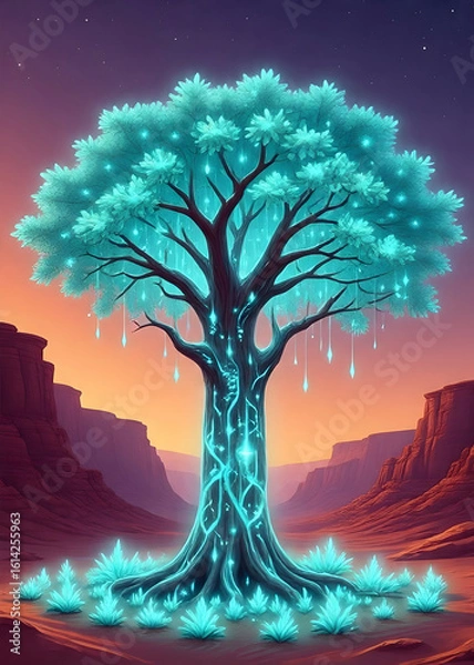 Obraz Luminous Oasis: Desert Nightglow